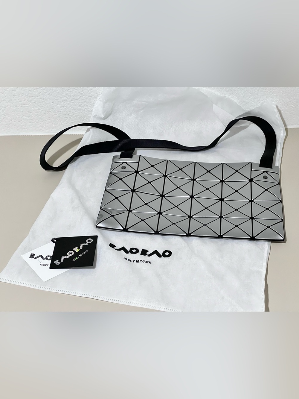 Issey Miyake Silver Triangular Panel Shoulder Bag like new